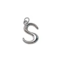 Brass letter S pendant jewelry accessory with micro paved crystal for DIY necklace making. - Letter S / Silver