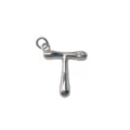 Silver tone letter T pendant, stylish DIY alphabet charm for necklaces and fashion jewelry. - Letter T / Silver