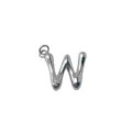 Silver tone letter W pendant with sparkling rhinestone detail, stylish DIY jewelry accessory. - Letter W / Silver