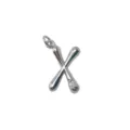 Silver X letter pendant necklace accessory with sparkling stone accent for DIY jewelry. - Letter X / Silver