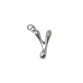 Letter Y pendant brass 18k silver plated rhinestone DIY necklace jewelry accessory charm - Letter Y / Silver