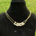 Doppellagige goldene Strass Buchstaben LUCA Halskette Anhänger modischer Damenschmuck - Buchstabe A / Gold (Nur Anhänger)