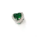Herzförmiger grüner Stein Pave Anhänger Detail, glitzerndes Kristall DIY Schmuck Zubehör. - Mai Geburtsstein Herzanhänger / Weißgold