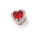 Roter Herz Kristall Zirkonia Anhänger silberfarben DIY Schmuck Zubehör Detailansicht - Juli Geburtsstein Herzanhänger / Weißgold