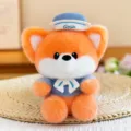 Cute orange fox plush toy with a blue sailor hat, perfect soft desk companion and lovely gift. - Fox