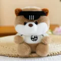 Cute brown plush bear toy with stylish hat and shirt, perfect soft companion for table decor. - Sea Otter