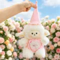 Süßes Schaf Plüschtier mit Schlafhaube weiche Kuscheltier Puppe Geburtstagsgeschenk für Mädchen - 30cm / Rosa