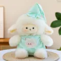 Niedliches Schaf Plueschtier mit Schlafmuetze und Pyjama, weiches Kuscheltier fuer Kinder. - 30cm / Grün