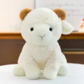 Süßes flauschiges Schaf Plüschtier Puppe mit weichem weißem Fell und niedlichen rosa Wangen. - Weiß / 35cm
