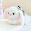Süßer weißer Plüschhase Spielzeug Anhänger, weicher flauschiger Kuschelhase Schlüsselanhänger. - Magnetischer weißer Hase