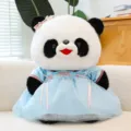 Cute panda plush toy in blue hanfu dress, soft stuffed animal doll for kids gift. - 30cm / Blue