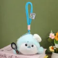 Cute blue sea otter plush keychain with chef hat and frying pan, soft bag hanging ornament. - Blue