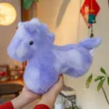 Colorful plush horse toy cute pony stuffed animal pillow soft gift for kids and home decor. - Tie Dye Purple