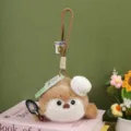 Cute sea otter plush keychain with chef hat and frying pan, soft bag hanging pendant, lovely gift. - Brown
