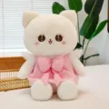 Cute princess cat plush toy with pink dress and big bow, soft stuffed doll pillow for girls. - Pink / 24cm