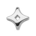Perle breloque étoile à quatre pointes en métal argenté pour fabrication de bijoux - Style Étoile à Quatre Branches