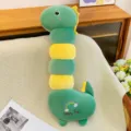 Cute long neck dinosaur plush pillow, soft caterpillar body stuffed doll for sleeping toys. - Long-Neck Dinosaur Green / 55cm
