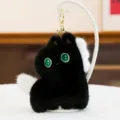 Black plush pony keychain, cute animal bag charm, soft stuffed toy accessory for women. - Pony Keychain - Black Basic Style