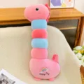 Cute long dinosaur caterpillar plush pillow, soft stuffed animal body pillow for kids and sleeping. - Long-Neck Dinosaur Pink / 55cm