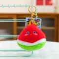 Joli porte-clés en peluche pastèque, pendentif de sac fruit rouge et vert doux pour fille. - Pastèque / Pendentif de qualité supérieure 4 pouces