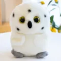 Cute spherical snowy owl plush toy, soft stuffed animal doll, fluffy cute pet gift for kids. - Owl