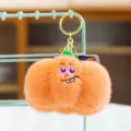 Joli porte-clés en peluche, pendentif de sac à dos duveteux orange doux, idée cadeau parfaite. - Citrouille / Pendentif de qualité supérieure 4 pouces