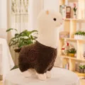 Leuke alpaca pluche speelgoed pop zacht gevuld dier kussen kind verjaardag cadeau bruin wit - Bruin