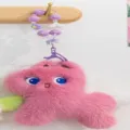 Cute pink plush pony keychain variant with bead strap, fluffy animal bag charm and pendant. - Pony Keychain - Dusty Pink + Candy Purple Chain