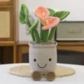 Süßes Plüschtopfpflanzen-Spielzeug mit lächelndem Gesicht, weiche Blumendekoration. - Anthurie Rosa 35 cm