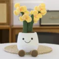 Schönes Topf-Plüschblumen-Spielzeug weiche Puppe Tisch-Dekoration Ornament für Zimmer - Orchidee Gelb 35 cm