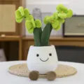 Plüsch Topfpflanze Spielzeug für Schreibtisch Dekoration, süße grüne Sukkulente Puppe mit Topf. - Orchidee Grün 35 cm