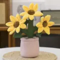Plüsch Sonnenblume Topf Pflanze süß lächelnd Stofftier weiche Deko für Tisch Zuhause. - Sonnenblume im rosa Topf (30 cm)