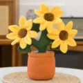 Pluesch Sonnenblume Topfepflanze niedliches laechelndes Blumen DeKo weiches Stoffsspielzeug - Sonnenblume im orangefarbenen Topf (30 cm)