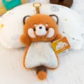 Cute red panda plush toy keychain fluffy animal doll lovely hanging pendant for kids gift - Bean Bag Raccoon Plush