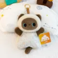 Cute Siamese Cat Plush Keychain Soft Animal Doll Cute Floral Dress Pendant Backpack Accessory - Bean Bag Siamese Cat Plush