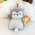 Grey plush animal keychain cute stuffed doll soft bag pendant keyring for kids gifts style - Bean Bag Husky Plush