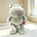 Cute gray hippopotamus plush toy, soft stuffed animal doll for kids gift, home decor companion. - Hippo