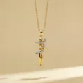 Two tone hugging couple pendant necklace minimalist dainty clavicle chain daily jewelry - Style 1