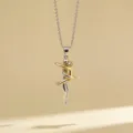 Two-tone hugging couple pendant necklace detail view, minimalist design silver and gold finish. - Style 2 / Pendant Only (Without Chain)