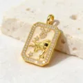 Close-up of a gold-plated Taurus zodiac constellation pendant set with sparkling cubic zirconia. - Taurus Pendant (Style 3) / Pendant Only (Without Chain)