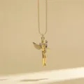 Close-up of the delicate two-tone embracing figures pendant necklace, elegant everyday jewelry. - Style 3 / Pendant Only (Without Chain)