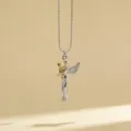 Two-tone embracing figures pendant necklace minimalist style elegant clavicle chain daily wear - Style 4 / Pendant Only (Without Chain)