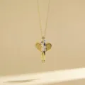 Close-up detail of the two-tone hugging angel wings pendant necklace, elegant metal craft. - Style 5 / Pendant Only (Without Chain)