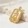 Gold-plated zodiac Pisces tarot pendant with sparkling cubic zirconia, stylish copper jewelry. - Pisces Relief Pendant (Style 7) / Pendant Only (Without Chain)