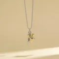 Minimalist two-tone couple hugging pendant necklace, stylish daily clavicle chain for women. - Style 8