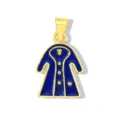 Ciondolo cappotto smaltato blu e oro in rame per collana braccialetto accessori fai da te. - Stile cappotto / Blu