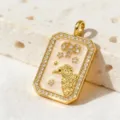 Aries zodiac tarot pendant necklace, copper cubic zirconia gold plated, stylish chic gift. - Aries Pendant (Style 10) / Pendant Only (Without Chain)
