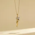 Minimalist two-tone hugging couple pendant necklace, elegant gold and silver clavicle chain. - Style 11