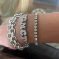 Elegantes mehrlagiges Zirkon Buchstaben Tennis Ketten Armband Set für Damen Mode Schmuck - Armband (ohne Buchstaben) / Platin