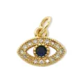 Gold evil eye pendant necklace detail close up view showcasing sparkling blue and white stones. - Pendant Only / Gold